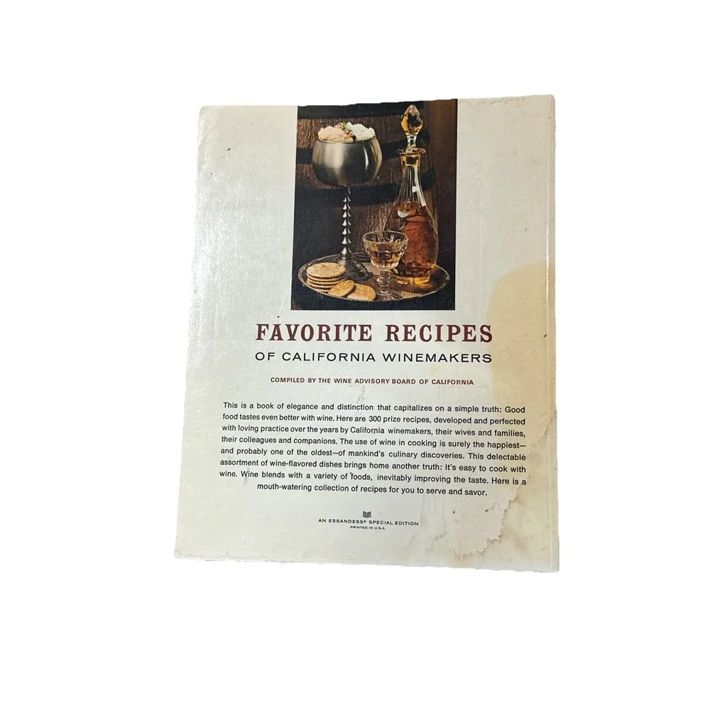 Vintage 1963 Favorite Recipes of California Winemakers Wine Cookery Recipe Book